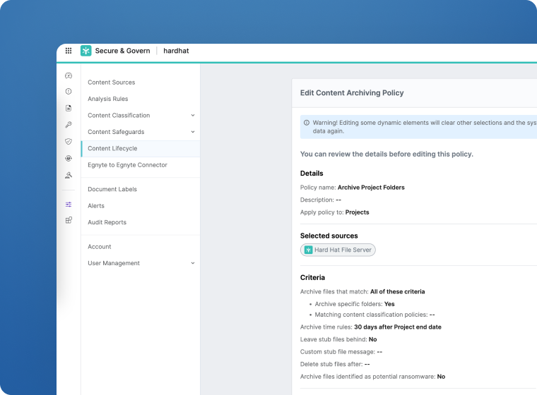 Egnyte's Centralized Governance Environment