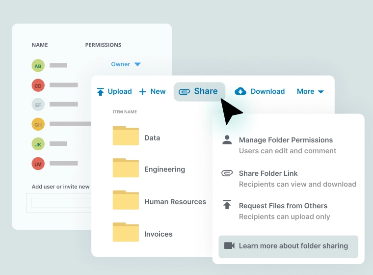 Egnyte folder sharing and permissions interface